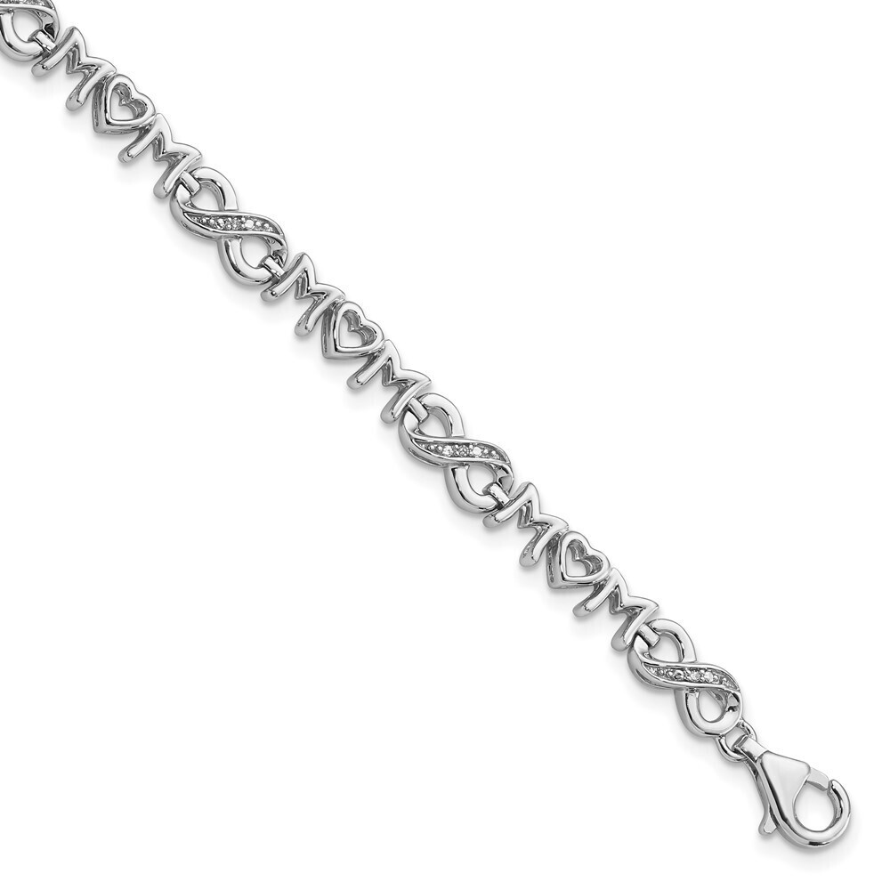 Kazi Luxury Sterling Silver Rhodium-plated Heart Mom Infinity Diamond Bracelet
